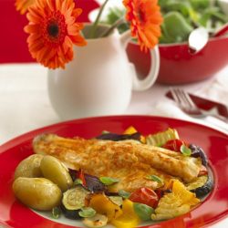 Seabass Fillets with Roasted Ratatouille