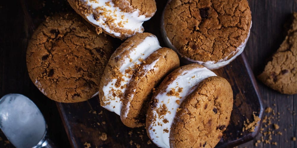 Cookie Smores on wood background