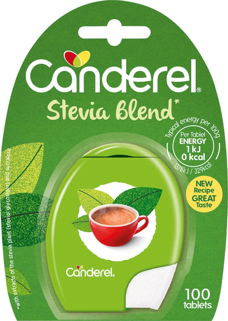 Canderel Stevia Blend packshot with cardboard backing